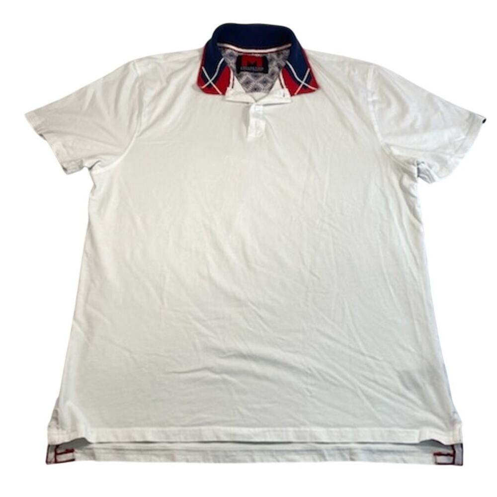 Michael Strahan M Collection Polo Red & Navy Argyle Collar XL Cotton Blend